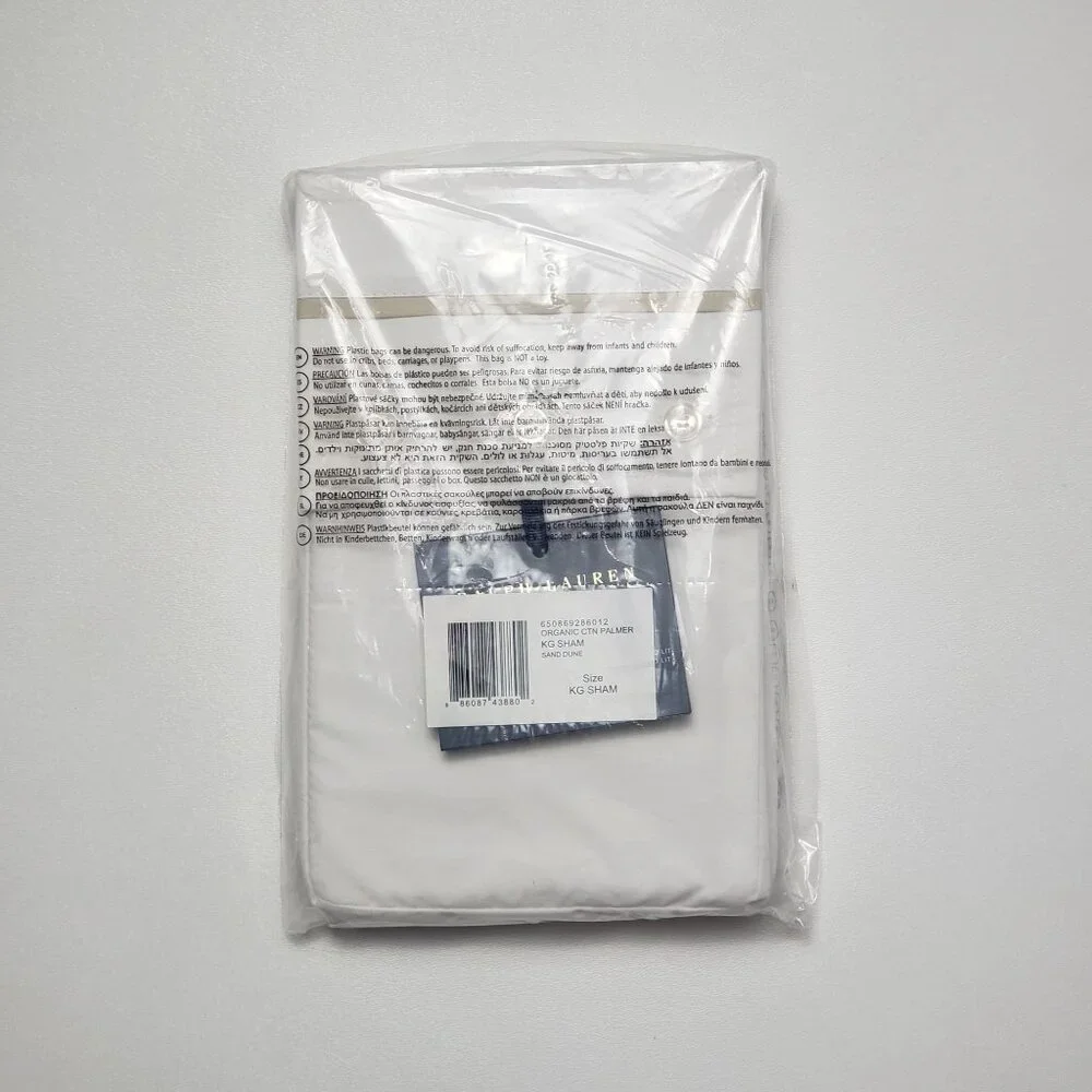Ralph Lauren Home Palmer Percale King Sham Sand Dune Organic Cotton 20